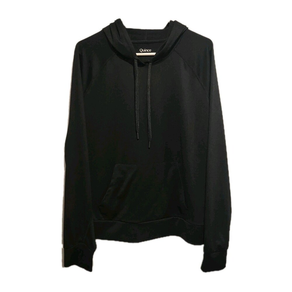 Quince Womens Flowknit Pullover Hoodie Black Size Large